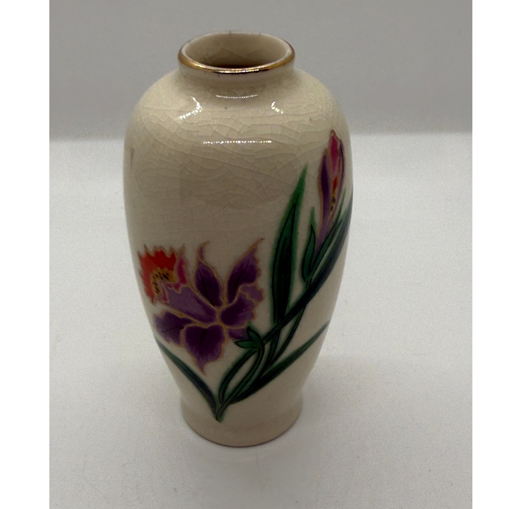 Homco Floral Motif Porcelain Small Bud Vase 4" Japan